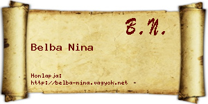 Belba Nina névjegykártya